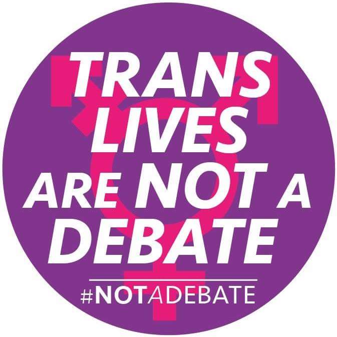 Image stating 'Trans Lives are not a Debate'
